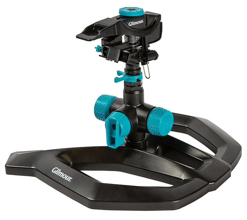 Gilmour 811933-1001 Sprinkler-Adjustable (5,800 sq. ft.), Medium Duty Circular Base, Black/Aqua