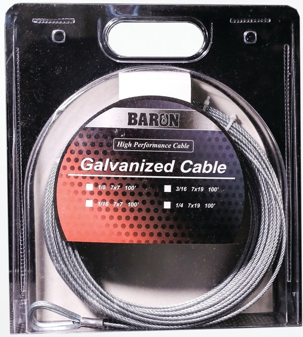 Baron Galvanized Steel 3/16 in. D X 50 ft. L Aircraft Cable 0 7005/50070