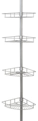 Zenna Home Tension Pole Shower Caddy 4 Basket Shelves with Built-in Towel Bars, Adjustable, 60 to 97 Inch, Satin Nickel 2156NN