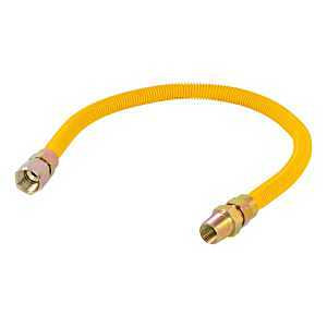 Eastman 20YE515024B Eastman EZ-20 Series Gas Connector, 1/2 in, FIP x MIP, 304 Stainless Steel, Epoxy-Coated, 24 in L