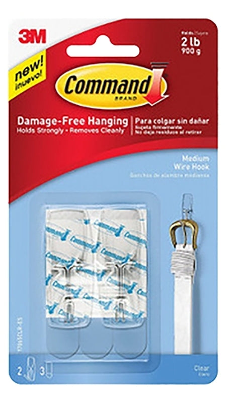 Command Medium Wire Toggle Hook, Clear, 2-Hooks, Organize Damage-Free 17065CLR-ES