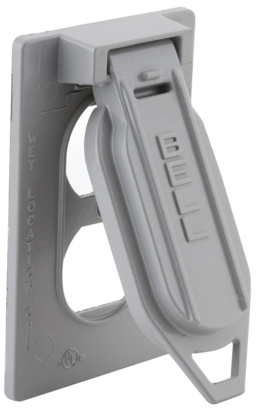 Hubbell-Raco 5146-1 1-Hole Weatherproof Device Cover, 4-9/16 in L X 2-13/16 in W X 0.797 in T, Gray, Grey 5146-0