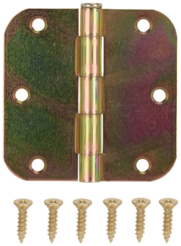 MINTCRAFT 20347ST4C ProSource 2973287 Hinge, L X 3-1/2 in W Door, 6 Holes, 2.2 Mm Thick Leaf, Steel, 3-1/2" x 3-1/2", Yellow