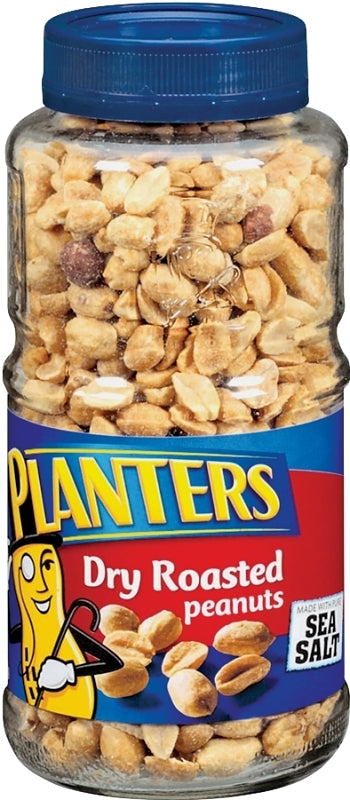 PLANTERS Salted Dry Roasted Peanuts, Party Snacks, Plant Based Protein 16oz (1 Jar)