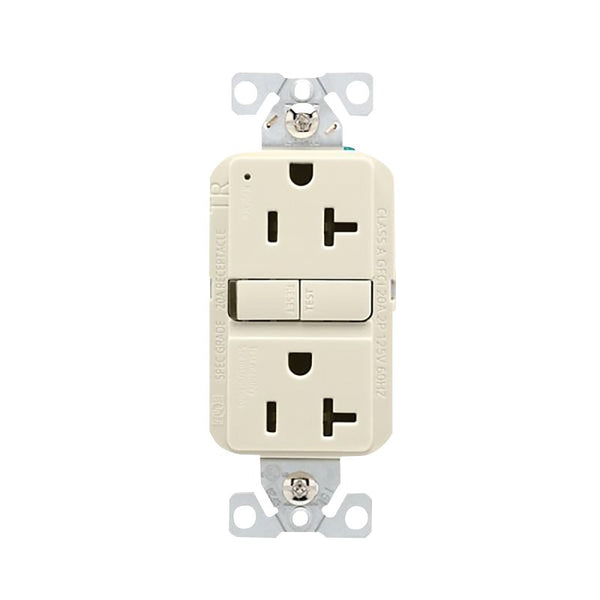 Cooper Wiring Devices Eaton TRGF20LA GFCI Self-Test 20A -125V Tamper Resistant Duplex Receptacle Slim Design, Light Almong