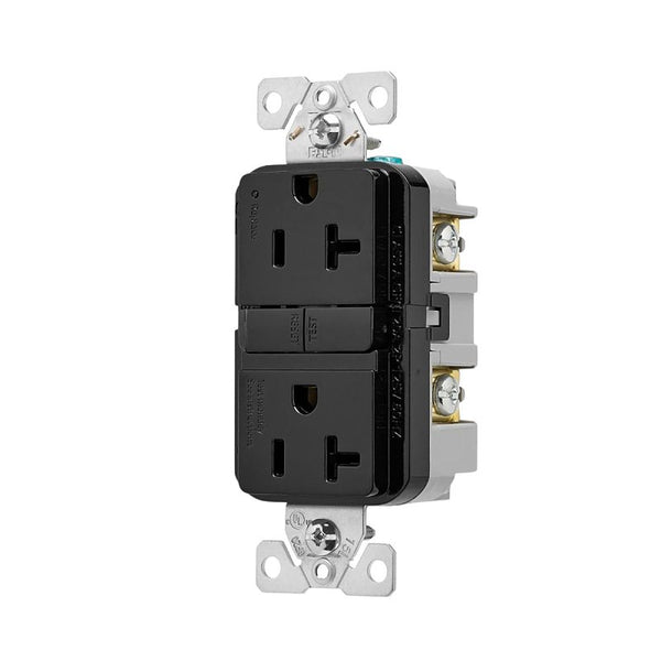 Cooper Wiring Devices Eaton TRGF20BK GFCI Self-Test 20A -125V Tamper Resistant Duplex Receptacle Slim Design, Black