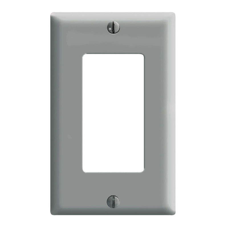 Leviton 80401-GY Wallplate 1-Gang Decora Standard Size Plastic - Gray (Pkg of 10)