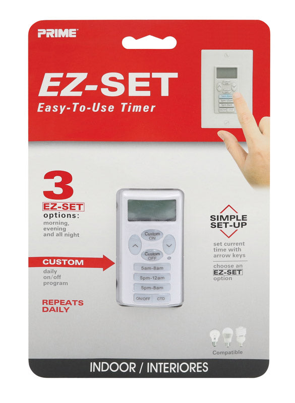 Prime EZ-Set Indoor Digital in Wall Timer White