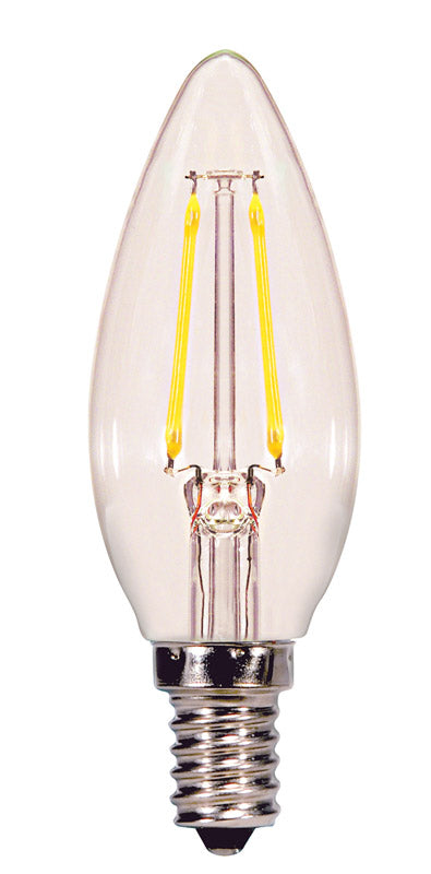 Satco S21827 5.5 Watt B11 LED Bulb, Clear, Candelabra Base, 2700K, 500 Lumens, 120 Volt, 2-Pack