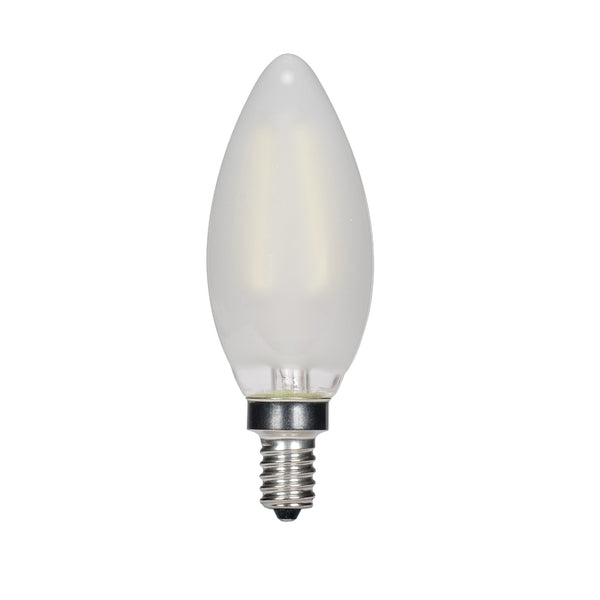 Satco S21823 4 Watt B11 LED Bulb, Frosted, Candelabra Base, 2700K, 350 Lumens, 120 Volt, 2-Pack