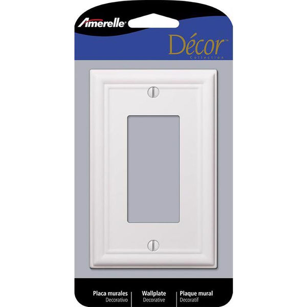 Amerelle 149RW Chelsea Wallplate, 1 Rocker, Steel, White, 1-Pack