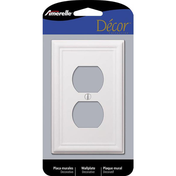 Amerelle 149DW Chelsea Wallplate, 1 Duplex, Steel, White, 1-Pack