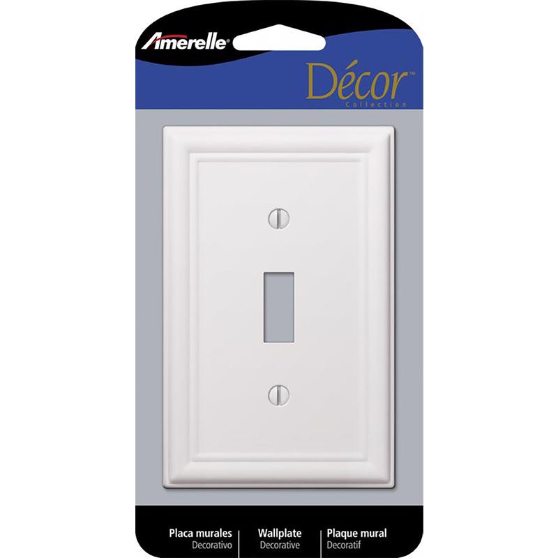 Amerelle 149TW Chelsea Wallplate, 1 Toggle, Steel, White, 1-Pack