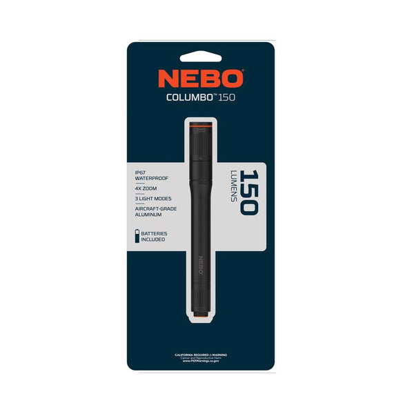 NEBO Columbo Pen Light, 150 Lumen LED Inspector Flashlight, Alkaline NEB-POC-0007