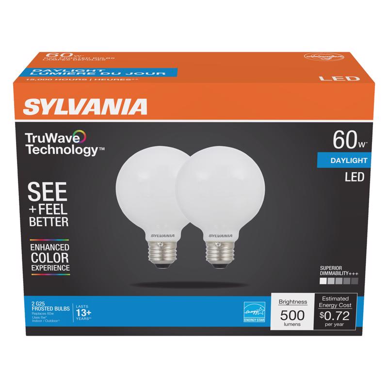 Sylvania 40768 - LED6G25DIM950F13YTLRP2 6/CS 2/SKU Globe Style Antique Filament LED Light Bulb2