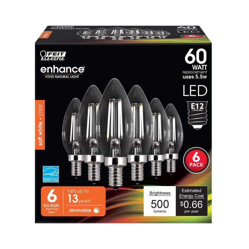 Feit Electric 21315 - CTC60/927CA/FIL/6 Decorative Chandelier Antique Filament LED Light Bulb