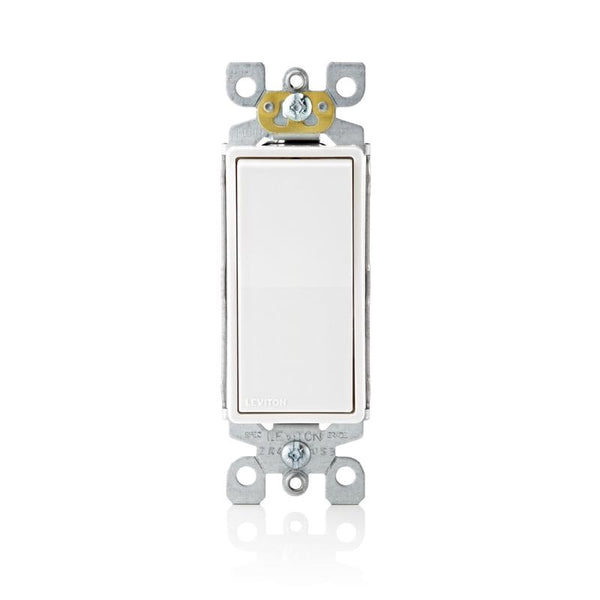Leviton + 5601-2AW 15 + Amp Decora Antimicrobical Wall Switch + Single-Pole + White 05601-2AW