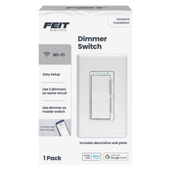 Feit Electric Smart Dimmer Switch, Neutral Wire Required for Installation, Compatible with Amazon Alexa and Google Assistant, Smart Dimmer Light Switch, White, Model:DIM/WiFi