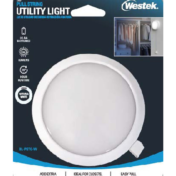 Westek BL-PSTG-W LED Pull String Utility Light, White
