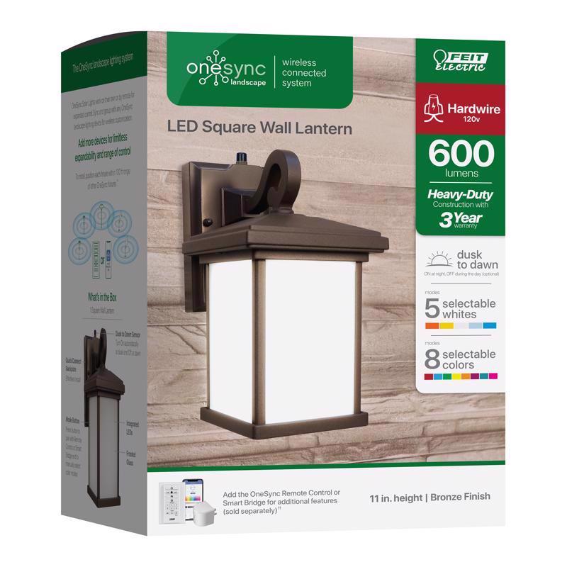 Feit Electric Lan11sq/sync/bz Onesync Dusk to Dawn Led Wall Lantern, Bronze