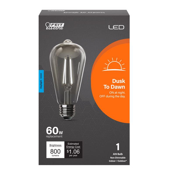 Feit Electric ST19 E26 (Medium) LED Dusk to Dawn Bulb Daylight 60 Watt Equivalence 1 pk ST19C950CADFILD