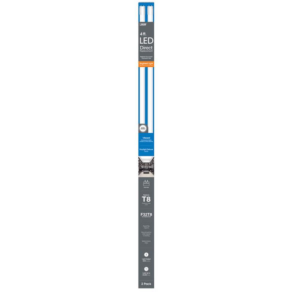 Feit Electric T8 Daylight Deluxe 48 in. G13 Linear LED Linear Lamp 32 Watt Equivalence 2 pk T848HO865LED2RP