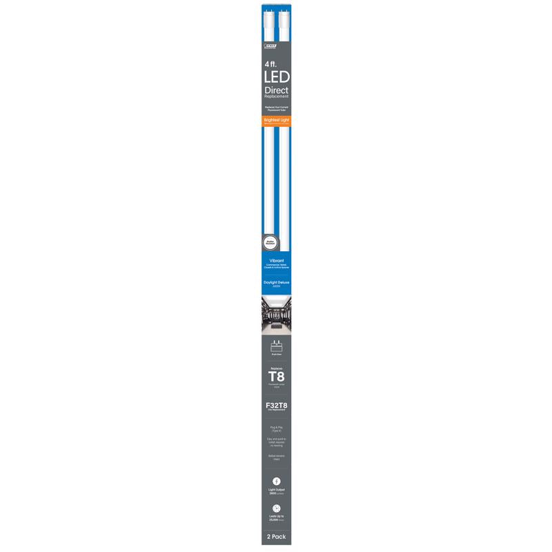 Feit Electric T8 Daylight Deluxe 48 in. G13 Linear LED Linear Lamp 32 Watt Equivalence 2 pk