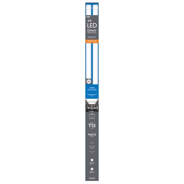 Feit Electric T12 Daylight Deluxe 48 in. G13 Linear Led Linear Lamp 40 Watt Equivalence 2 pk T1248HO865LED2R