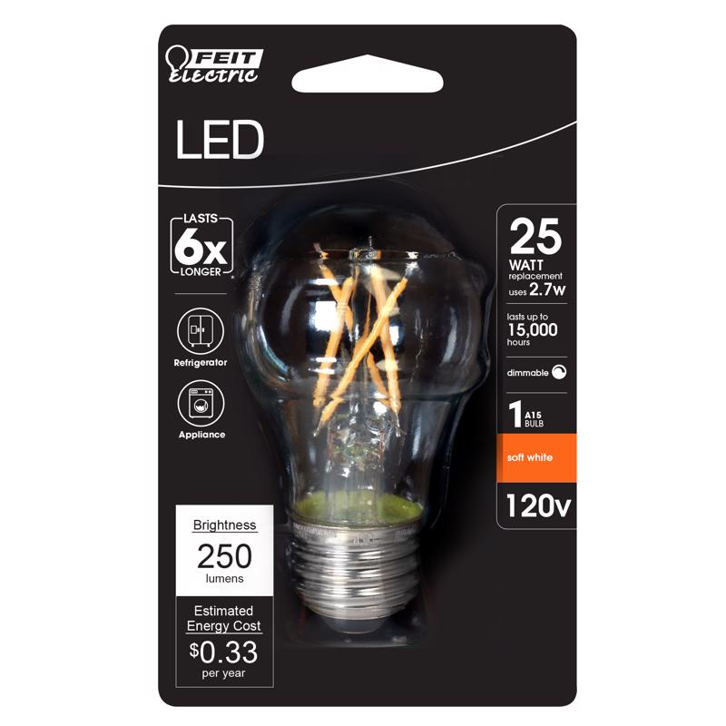 Feit Electric A15 E26 (Medium) Filament LED Bulb Soft White 25 Watt Equivalence 1 pk