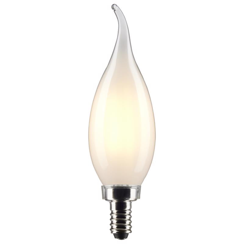 Satco S21844 4 Watt CA10 LED Bulb, Frosted, Candelabra Base, 3000K, 350 Lumens, 120 Volt, 2-Pack
