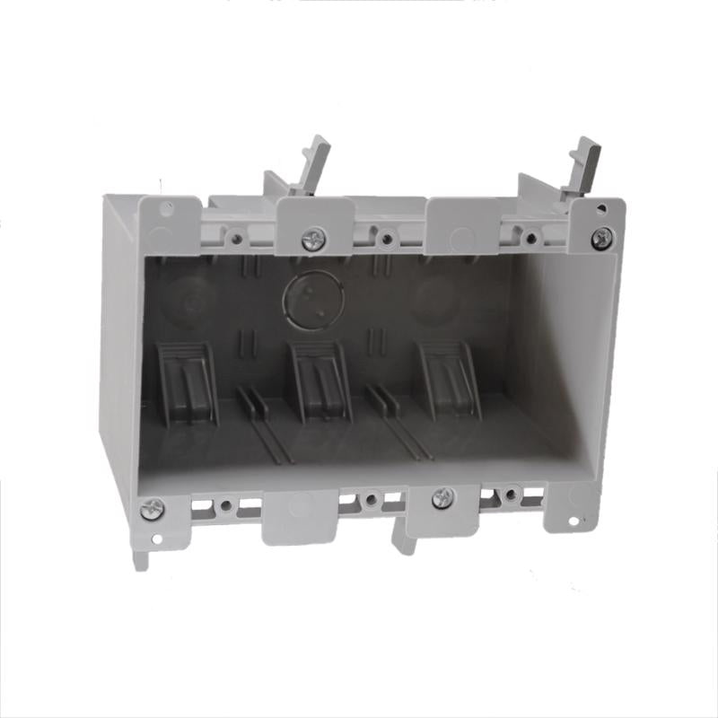 Cantex 3012617 55 cu. in. Old Work Rectangle PVC 3 Gang Outlet Box Gray