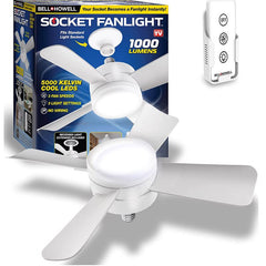 Bell+Howell Socket Breeze Modern Ceiling Fans with LED Lights, 10" LED E26 Screw Base Mini Light Socket Fan for Bedroom, Living Room, Kitchen, Balcony 8563