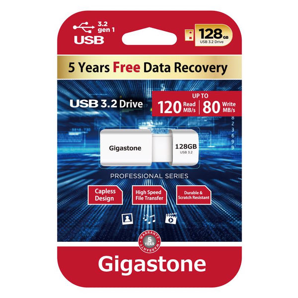 Gigastone 3013888 128 GB Flash Drive White U3128GBWH-BC-R