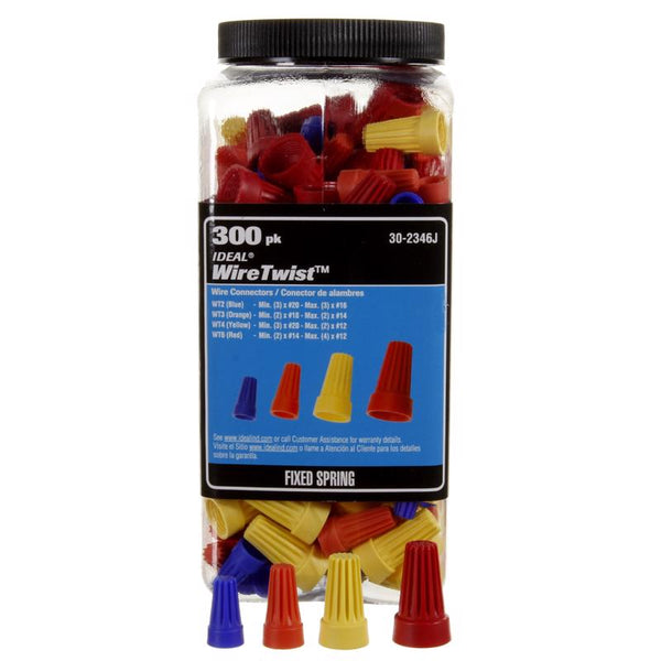 Ideal Electrical 30-2346J WireTwist, WT2/WT3/WT4/WT6 75 ea, Mixed, 300/Jar