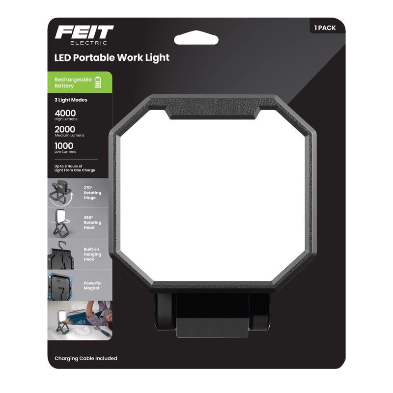Feit Electric Portable LED Work Light, 360° Rotating Head, 3 Light Modes, 4000/2000/1000 Lumens, Adjustable Working Light for Workshop Garage, 25,000-Hour Lifetime, WORK4000/FOLD/BAT