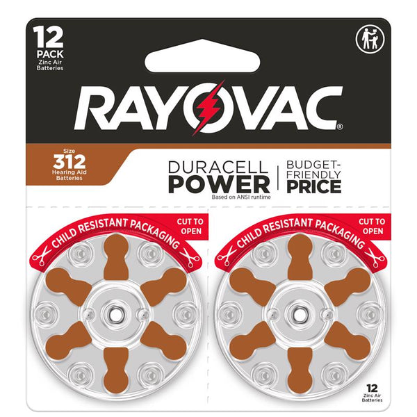 Rayovac Size 312 Hearing Aid Batteries (12 Pack), Size 312 Batteries 312CR-12ROVUS