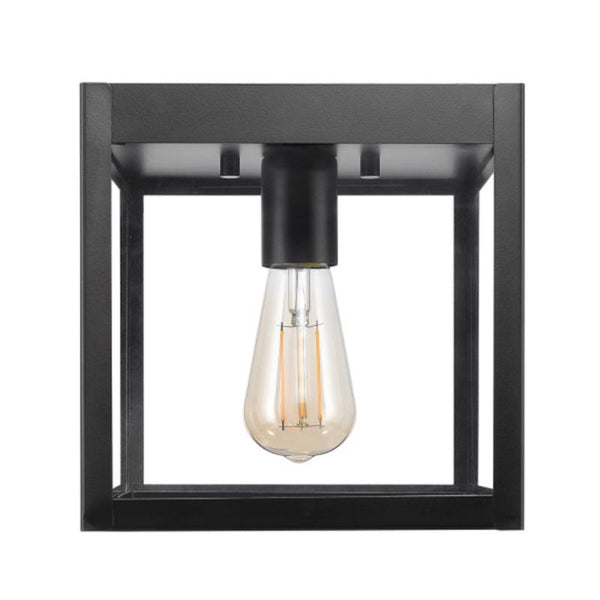 Globe Electric 60000020 1-Light Outdoor Flush Mount Ceiling Light, Matte Black, Clear Glass Shade, Outdoor Light Fixture, Front Porch Décor, Outdoor Lighting, Porch Light, Weather Resistant