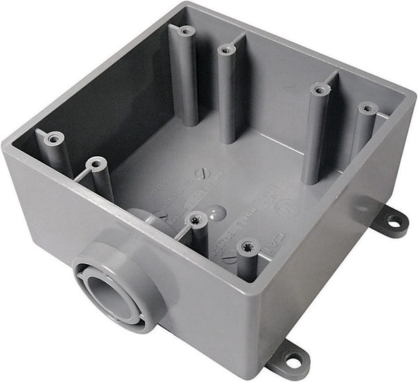 Cantex 5133380 Weatherproof Box, 2Gang, 1/2 in Hub, PVC 5133380U