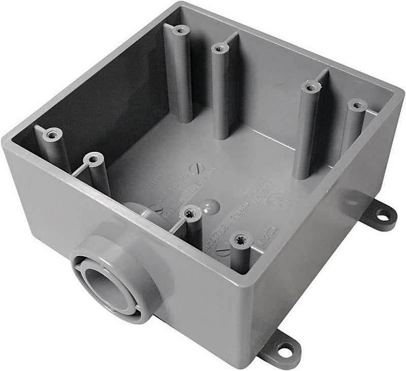 Cantex 5133380 Weatherproof Box, 2Gang, 1/2 in Hub, PVC