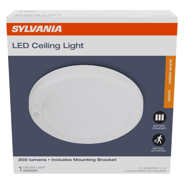 Sylvania 3022402 Motion-Sensing Battery Powered LED White Ceiling Light 66945