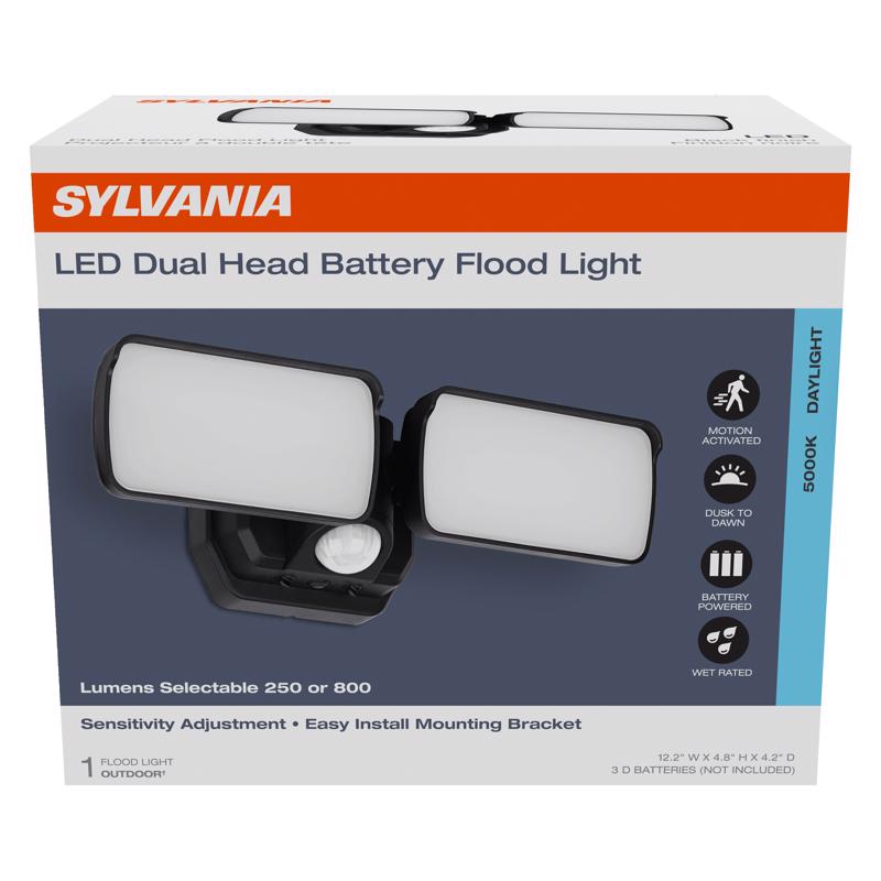 Sylvania 3022407 Motion-Sensing Battery Powered LED Black Security Floodlight