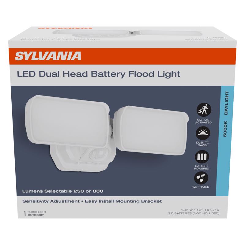 Sylvania 3022408 800 Lumen Motion-Sensing Battery Powered LED White Security Floodlight