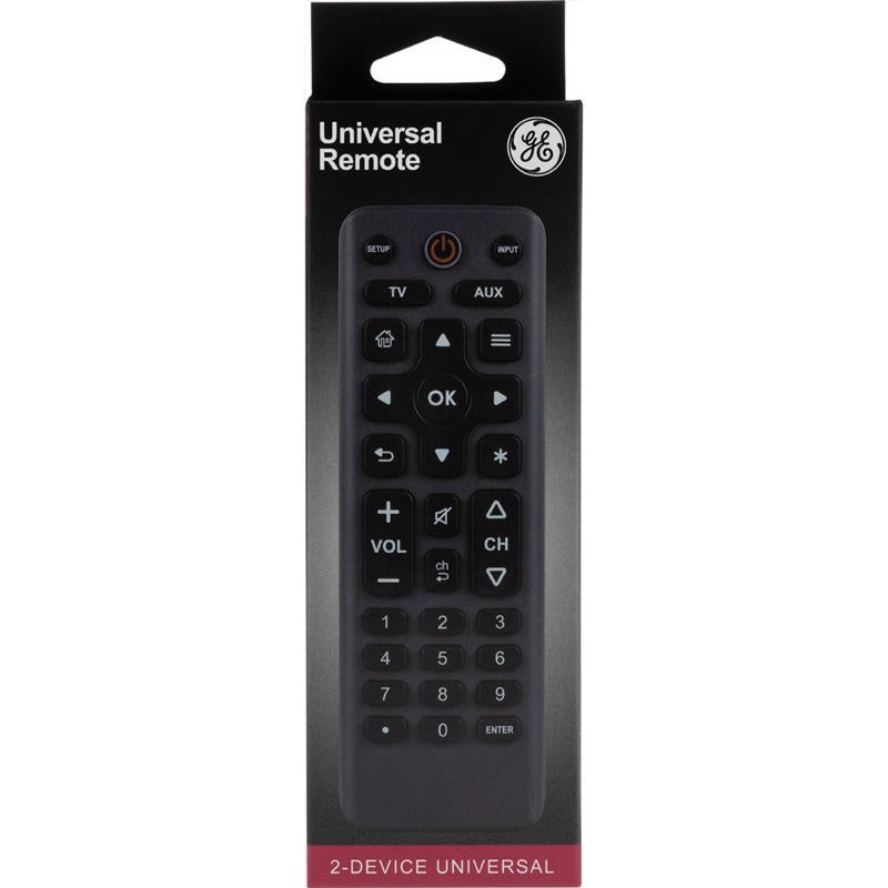 GE Big Button Universal Remote Control, Universal Replacement Remote for Samsung, LG, Vizio, Sony, Smart TV, Fire TV, 2 Device, Charcoal, 83036