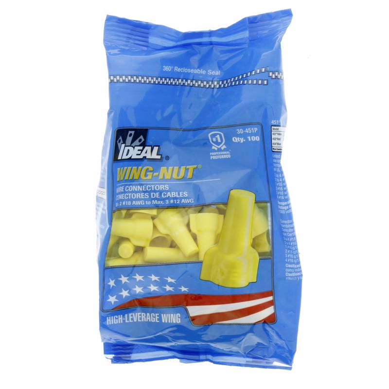 IDEAL Electrical 30-451P Yellow Wing-Nut Wire Connectors (100 Count)