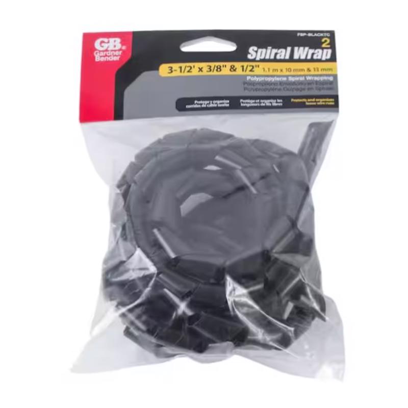 Gardner Bender FSP-BLACKTC, Black Spiral Wrap 3 ½ ft, 2 Piece