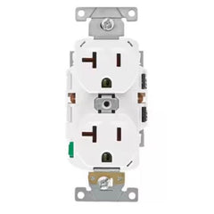 Leviton Lever Edge 20 Amp 125 Volt Duplex Outlet/Receptacle, NEMA 5-20R, Commercial Grade, ECBR2-W, White ECBR2-00W