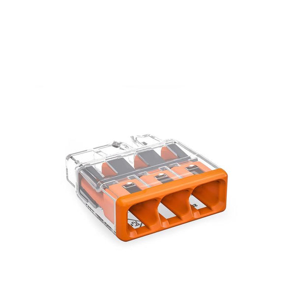 2773-403 | WAGO Wall-Nuts PUSHWIRE Splicing Connector | for Solid and Stranded Conductors | 3-Conductor | Orange Cover | [Bag of 10 Pieces] 2773-403/K-0008