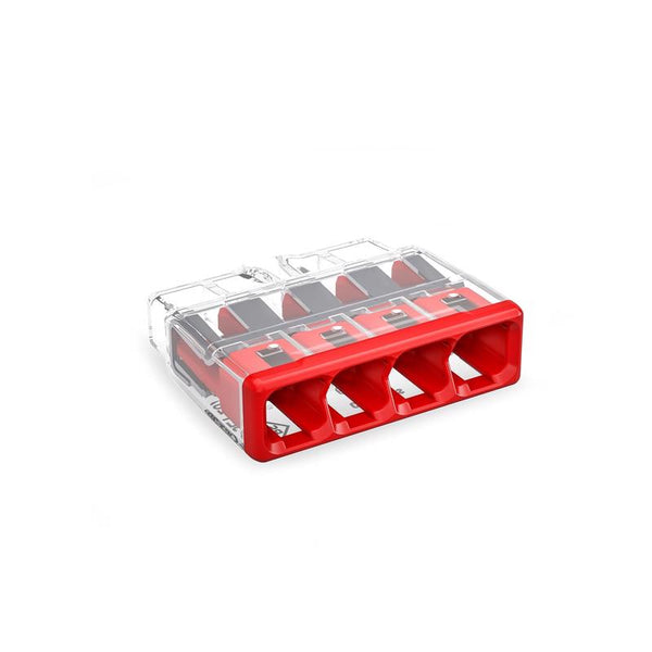 2773-404 | WAGO Wall-Nuts PUSHWIRE Splicing Connector | for Solid and Stranded Conductors | 4-Conductor | Red Cover | [Bag of 10 Pieces] 2773-404/K-0008