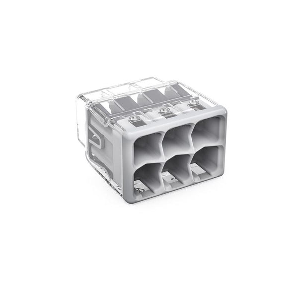 2773-406 | WAGO Wall-Nuts PUSHWIRE Splicing Connector | for Solid and Stranded Conductors | 6-Conductor | Gray Cover | [Bag of 5 Pieces] 2773-406/K-0008
