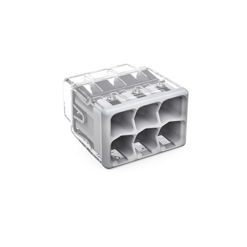 2773-406 | WAGO Wall-Nuts® PUSHWIRE® Splicing Connector | for Solid and Stranded Conductors | 6-Conductor | Gray Cover | [Bag of 5 Pieces]